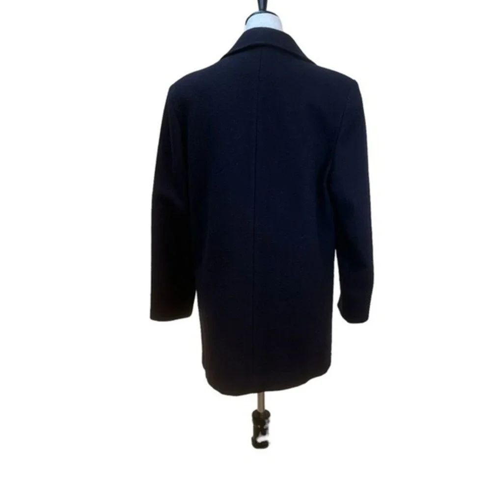 Out Brook Womens Navy Blue Wool Blend Double Breasted Pea Coat Jacket Size 8 USA